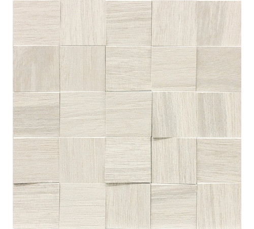 Wooden Tile White Mosaico 6x6 3d Inclinato Nat 30x30