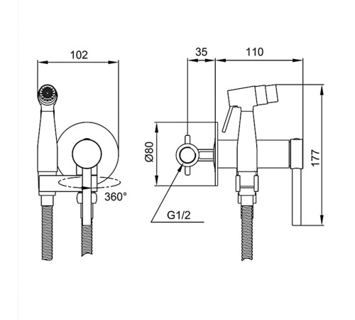 Гигиенический душ со смесителем GAPPO G7206-6, черный