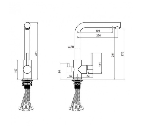 Смеситель для кухни Grocenberg GB40551BL, черный