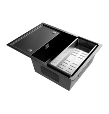 Кухонная мойка Ulgran Steel 680x500, черная брашированная сталь