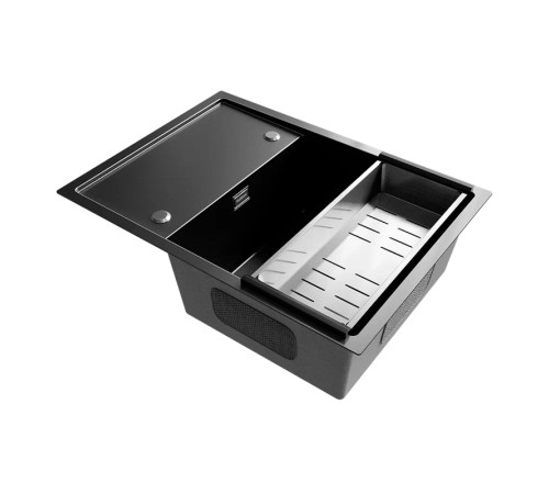Кухонная мойка Ulgran Steel 680x500, черная брашированная сталь