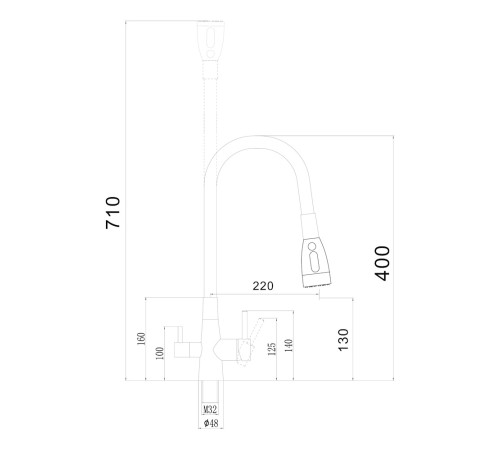 Смеситель для кухни с подключением фильтра воды Fmark FS1062-H01-2, черный