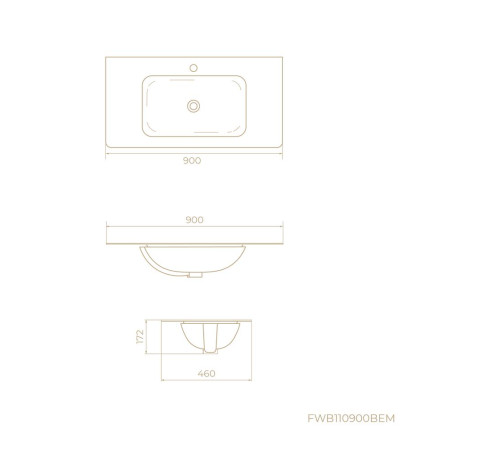 Раковина встраиваемая Knotlor ГРАЦИЯ FWB110900BEM, серый шелк, 90 см