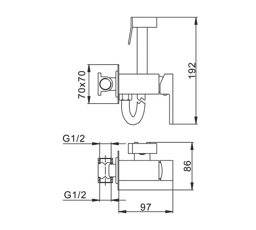 Гигиенический душ со смесителем FRAP F7506-9, оружейная сталь