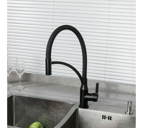 Смеситель для кухни с гибким изливом FRAP F4552-6, черный
