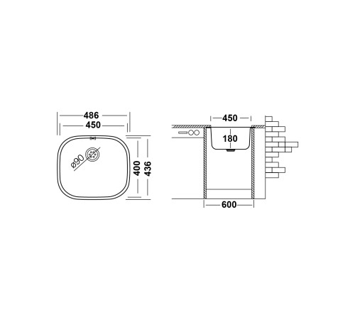 Кухонная мойка UKINOX Модерн MOP450.400 -GT8C, 40*45