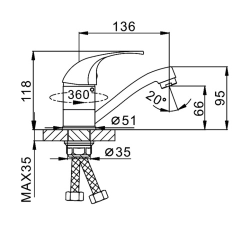 Смеситель для раковины Frap F4529-2-B, хром