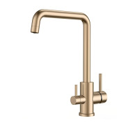 Смеситель для кухни с подключением фильтра Voda Kitchen FW519G, золотой сатин