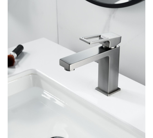 Смеситель для раковины Raffine F0196T, оружейная сталь