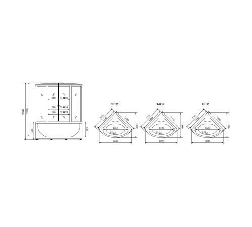 Душевая кабина (душевой бокс) Timo Standart Silver F T-6625SF, 125x125x220