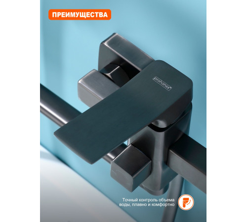Смеситель для ванны Prohanss P62.22.09, графит