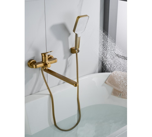Смеситель для ванны Shevanik S4522G, золотой сатин