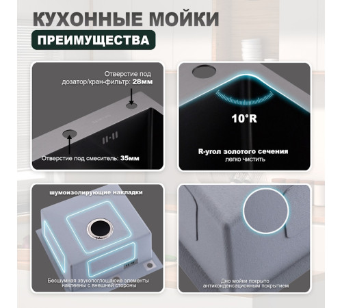 Кухонная мойка Splenka S701.5050.09, графит