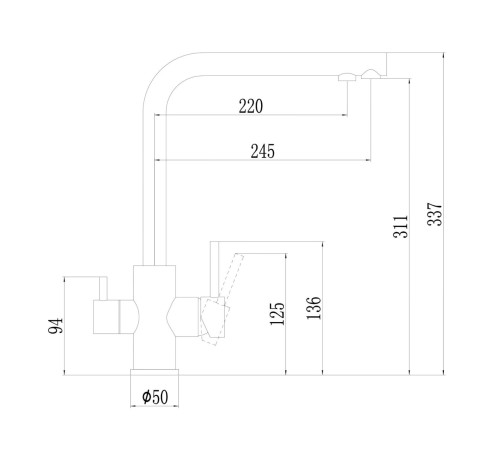 Смеситель для кухни с подключением к фильтру Fmark FS0962C, бронза