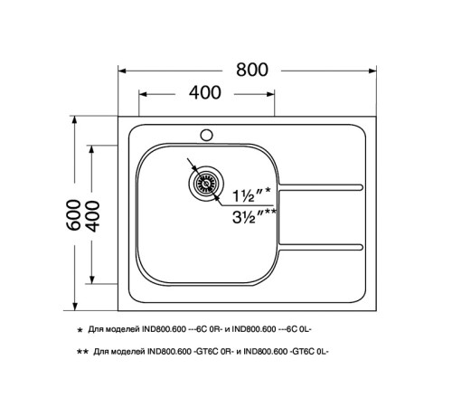 Кухонная мойка UKINOX Иннова IND800.600 ---6C 0R-, 60*80