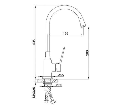 Смеситель для кухни с гибким изливом FRAP F4462, черный