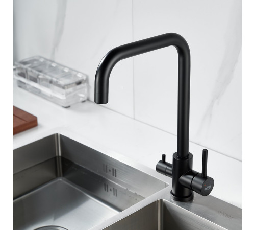Смеситель для кухни с подключением фильтра воды Raffine F118H, черный