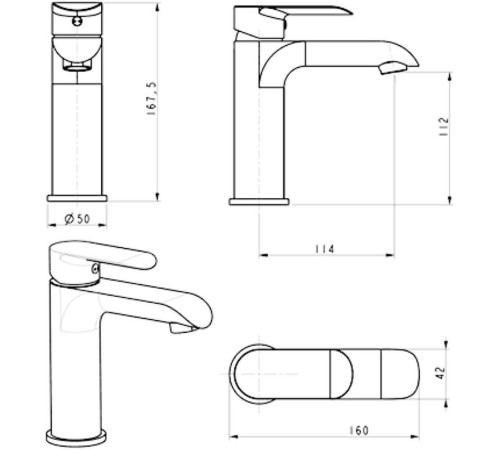 Смеситель для раковины Hansberge H1033W, белый/хром