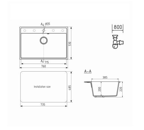 Кухонная мойка Ulgran Quartz Forte 760-04, платина