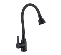 Смеситель для кухни с гибким изливом и режимом душ Fmark FS8266H-01, черный