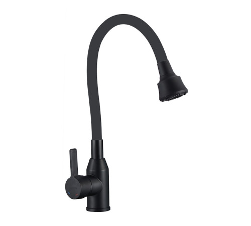 Смеситель для кухни с гибким изливом и режимом душ Fmark FS8266H-01, черный