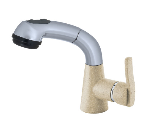 Смеситель для кухни с выдвижным изливом и режимом душ GranFest 3773, кашемир