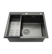 Кухонная мойка с коландером GAPPO GS6050-6, оружейная сталь