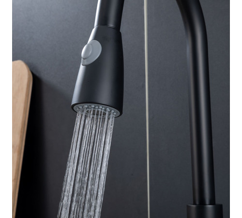 Смеситель для кухни с выдвижным изливом и режимом душ FRAP F60991-6, черный
