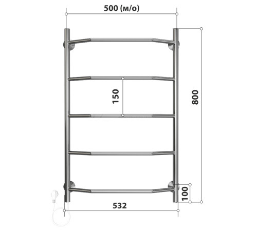 Полотенцесушитель электрический Stelmix 80x50 см, трапеция