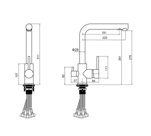 Смеситель для кухни Grocenberg GB40551BG, графит