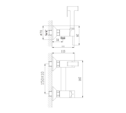 Гигиенический душ со смесителем Haiba HB5510-4, бронза