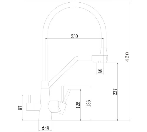 Смеситель для кухни с подключением к фильтру Fmark FS0662-Q01, графит