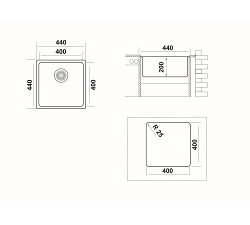 Кухонная мойка UKINOX Лофт LOB400.400 -GT10P, 40*40