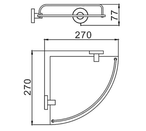 Полка стеклянная угловая D-Lin D264100, хром