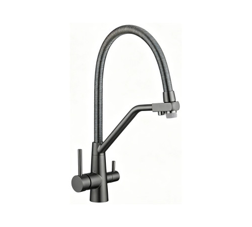 Смеситель для кухни с подключением фильтра воды Fmark FS0762Q-V2, графит/серый
