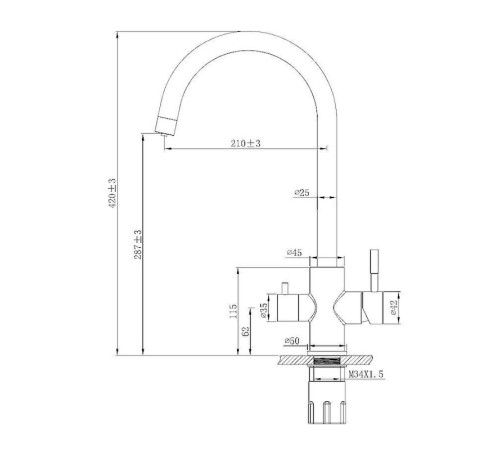 Смеситель для кухни с подключением фильтра Esko Kitchen GR 04 B/K04B, черный