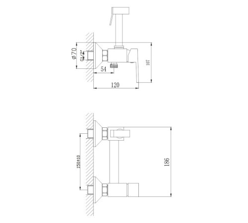 Гигиенический душ со смесителем Haiba HB5513-7, черный