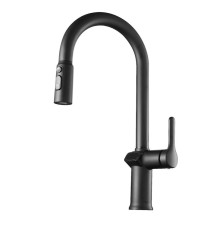 Смеситель для кухни с выдвижным изливом и дисплеем Esko Kitchen K15B LED, черный