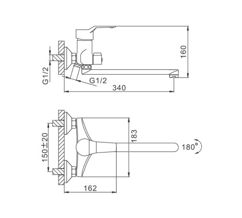 Смеситель для ванны FRAP F22063, хром