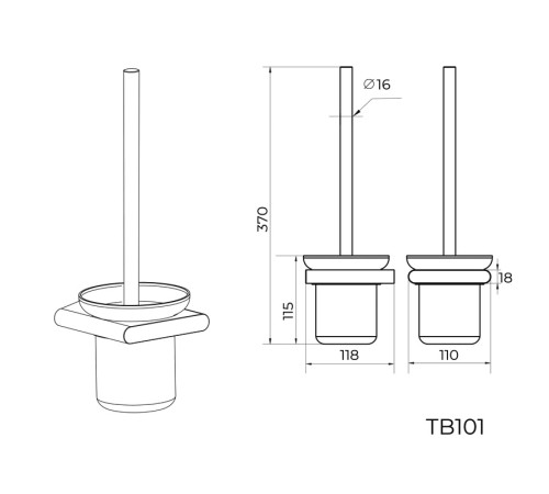 Ершик для унитаза Knotlor TB101GM, оружейная сталь