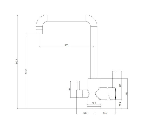 Смеситель для кухни с подключением фильтра Voda Kitchen FW519GM, оружейная сталь