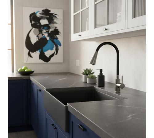 Смеситель для кухни с гибким изливом ESKO Kitchen K47GMB, оружейная сталь