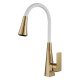 Смеситель для кухни с гибким изливом и режимом "душ" Shevanik S543G-1, золотой сатин