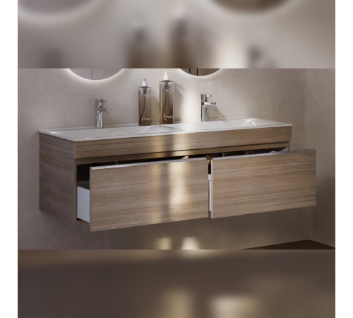 Тумба с раковиной подвесная Velvex Pulsus tp.PUL.PUL.140.2Y дуб сонома, 140 см