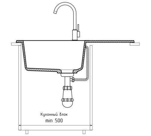 Кухонная мойка GranFest RONDO 750L, топаз