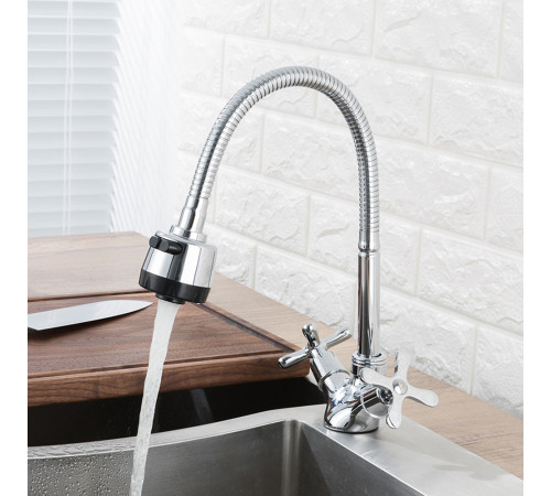 Смеситель для кухни с гибким изливом и режимом душ FRUD R43601, хром