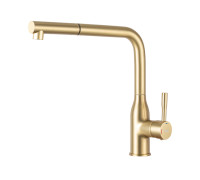 Смеситель для кухни с выдвижным изливом и режимом душ FRAP F6096-3, золотой сатин