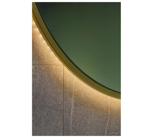 Зеркало Dreja SHINE 80х80 см, метал. рама, золото, беск. сенсор,  LED-подсветка, диммер