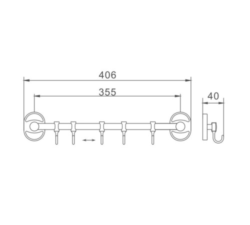 Планка с крючками для полотенец D-Lin D288700-5, хром