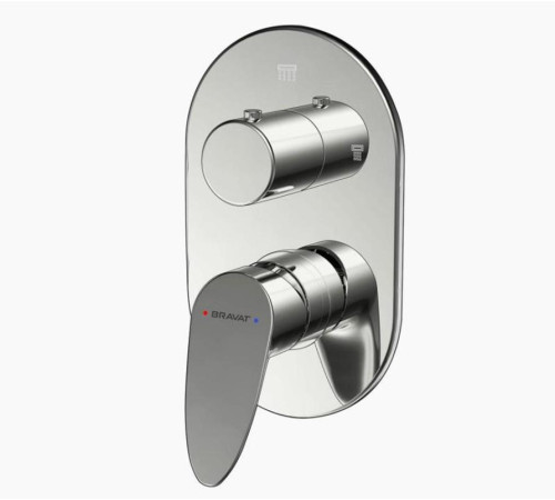Смеситель для душа встраиваемый на 2 потока Bravat Drop P69190C-2-RUS, хром